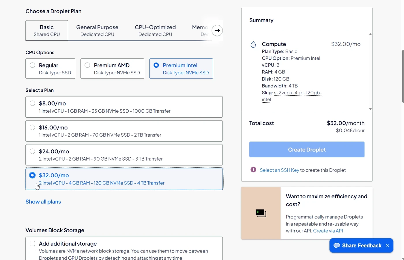 Premium Intel, the $32 plan