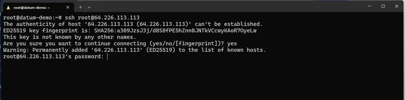 First ssh login