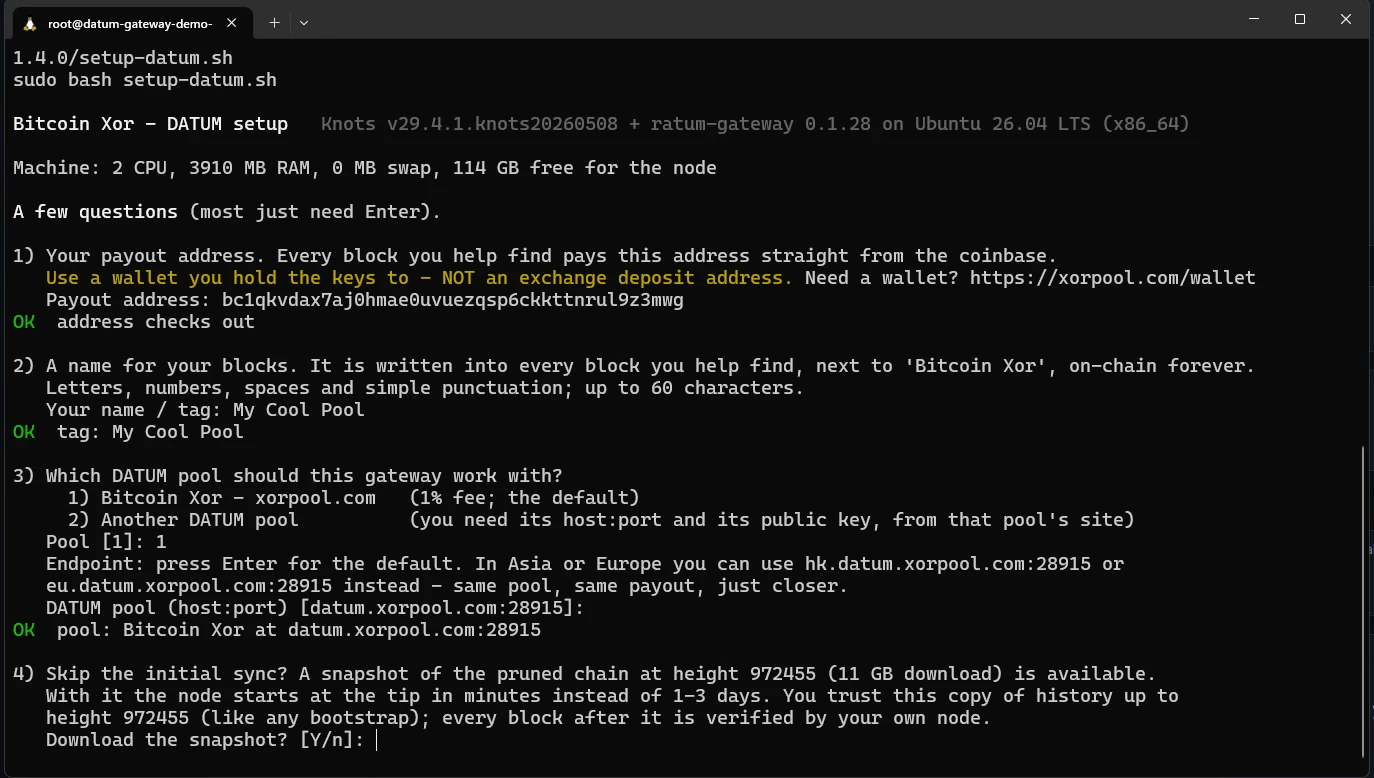 The installer questions