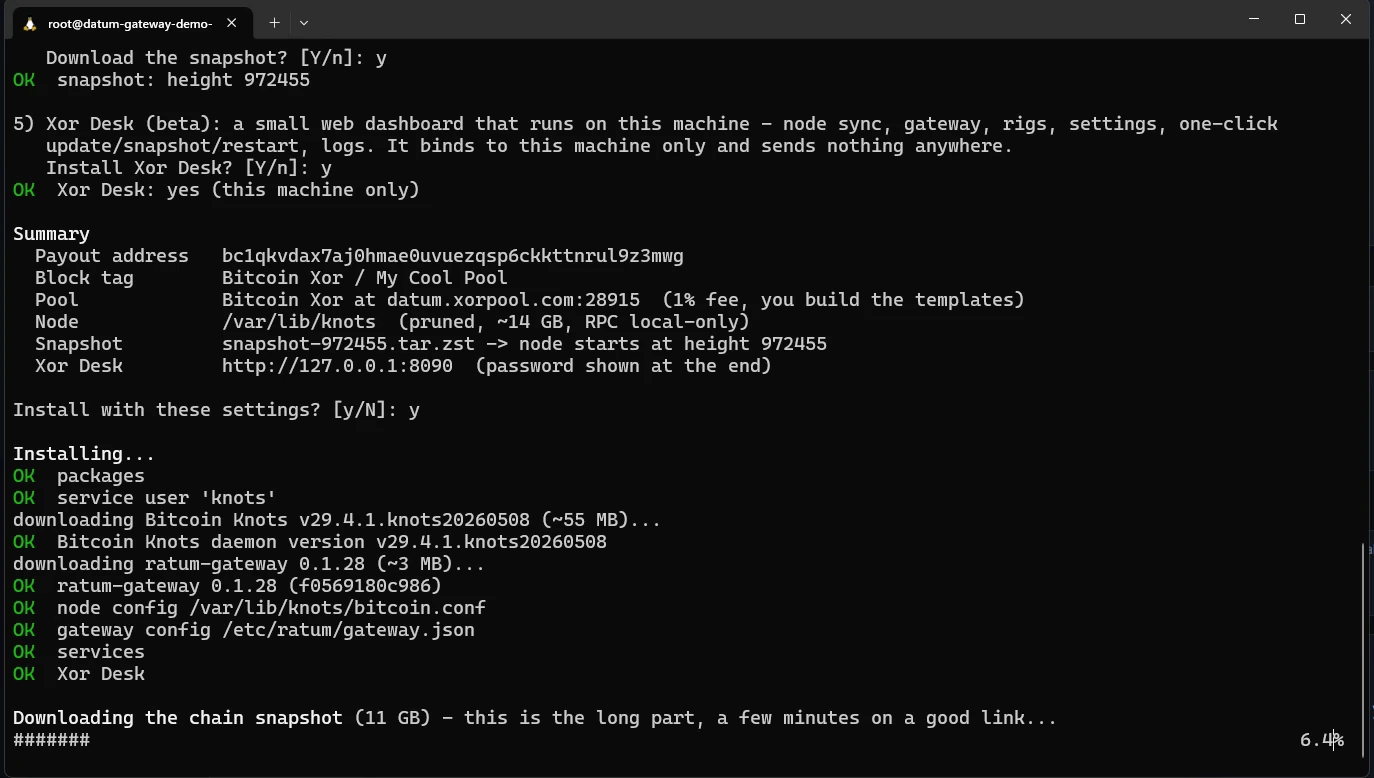 Installing and downloading the snapshot
